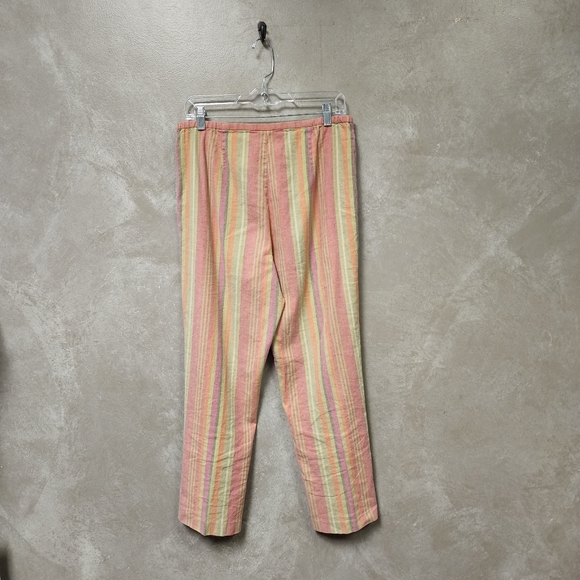 Sigrid Olsen Sport Ankle Crop Linen Women's Striped Pants Size 12 - Picture 5 of 7